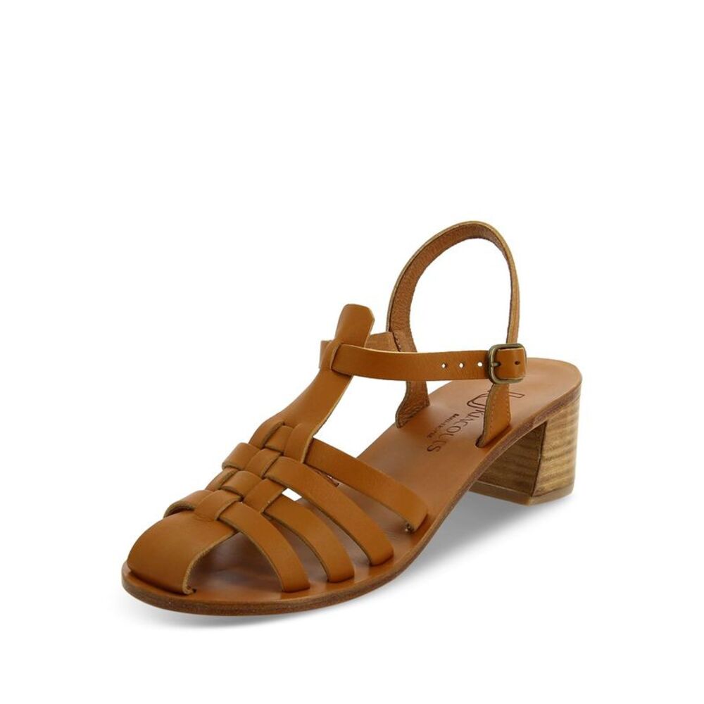 KJACQUES Women's Brown Sankaty Woven Solid Slingback Sandal